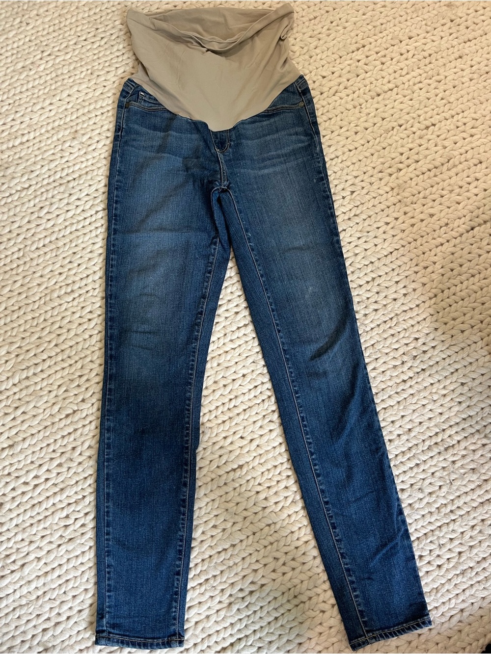 Paige Maternity Dark Blue Skinny Jeans with Beige Panel Size 8